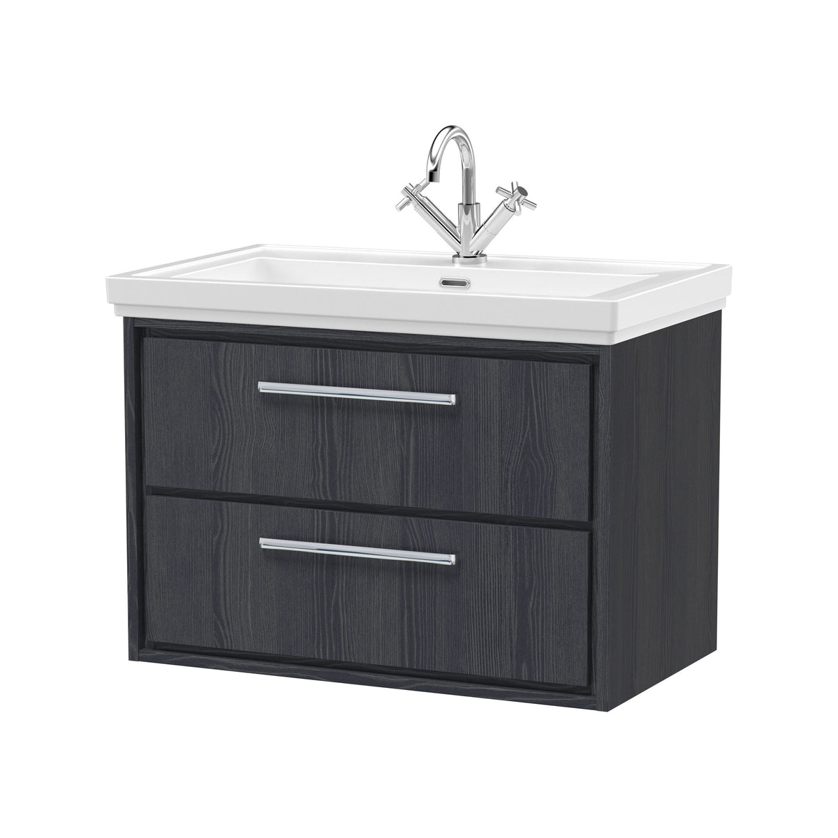 Hudson Reed Lille 800mm 2 Drawer Wall Hung Vanity Unit With 1 Tap Hole Fireclay Basin