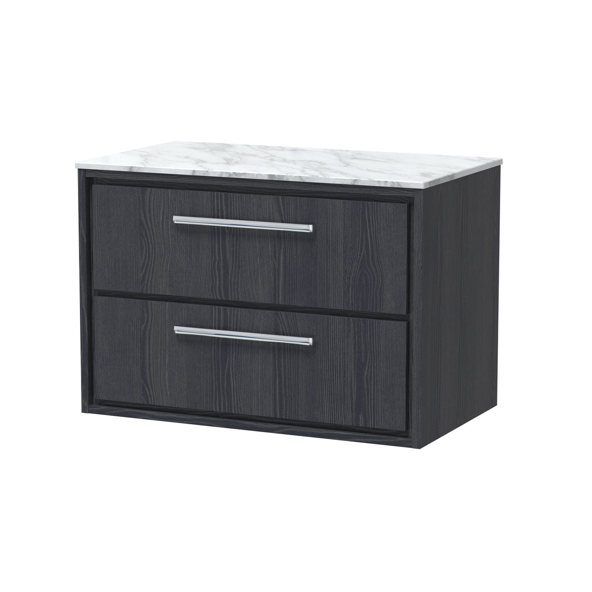 Hudson Reed Lille 800mm 2 Drawer Wall Hung Vanity Unit With Carrara Marble Worktop