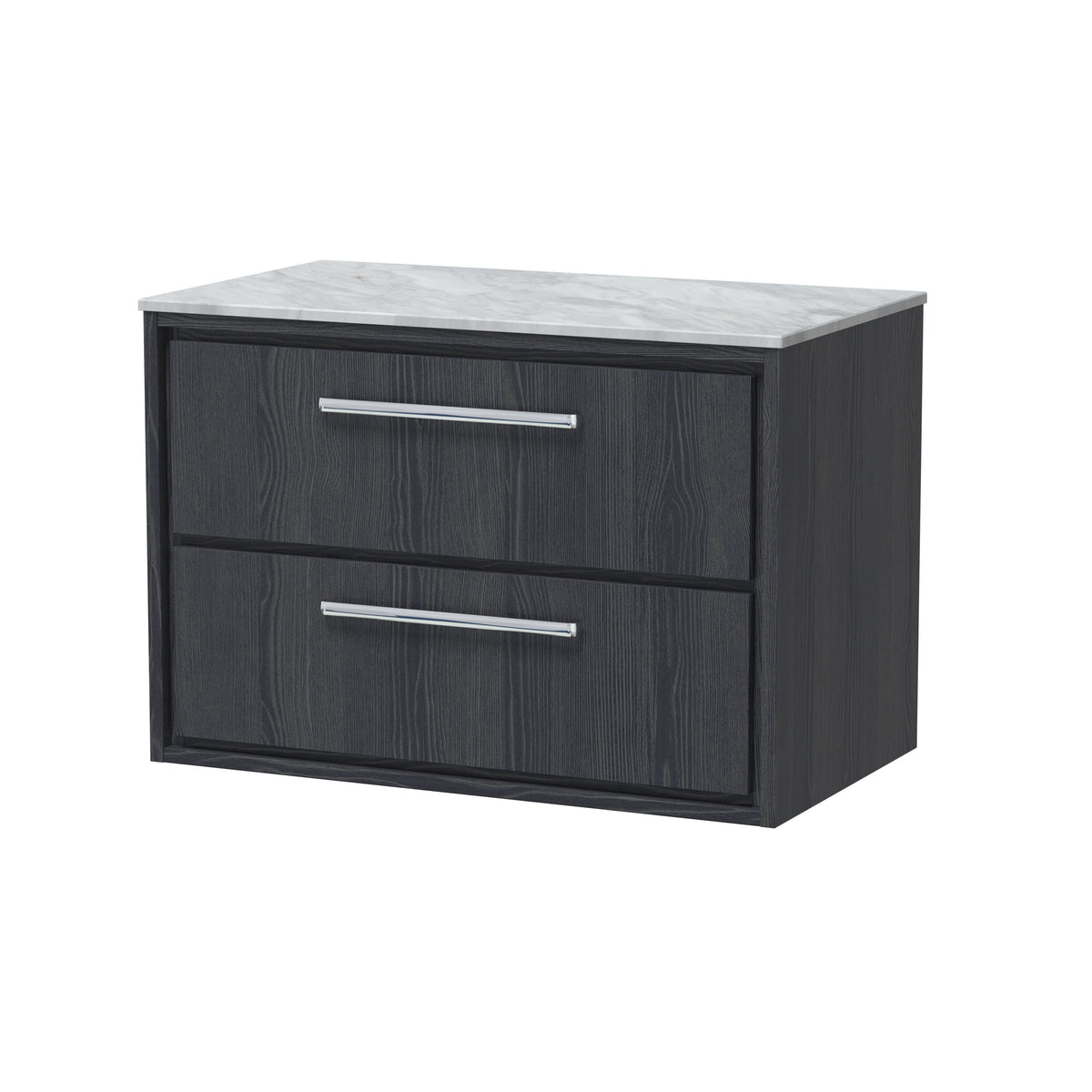 Hudson Reed Lille 810mm 2 Drawer Wall Hung Vanity Unit With Grey Marble Worktop