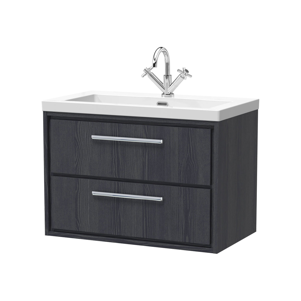 Hudson Reed Lille 800mm 2 Drawer Wall Hung Vanity Unit With 1 Tap Hole Fireclay Basin