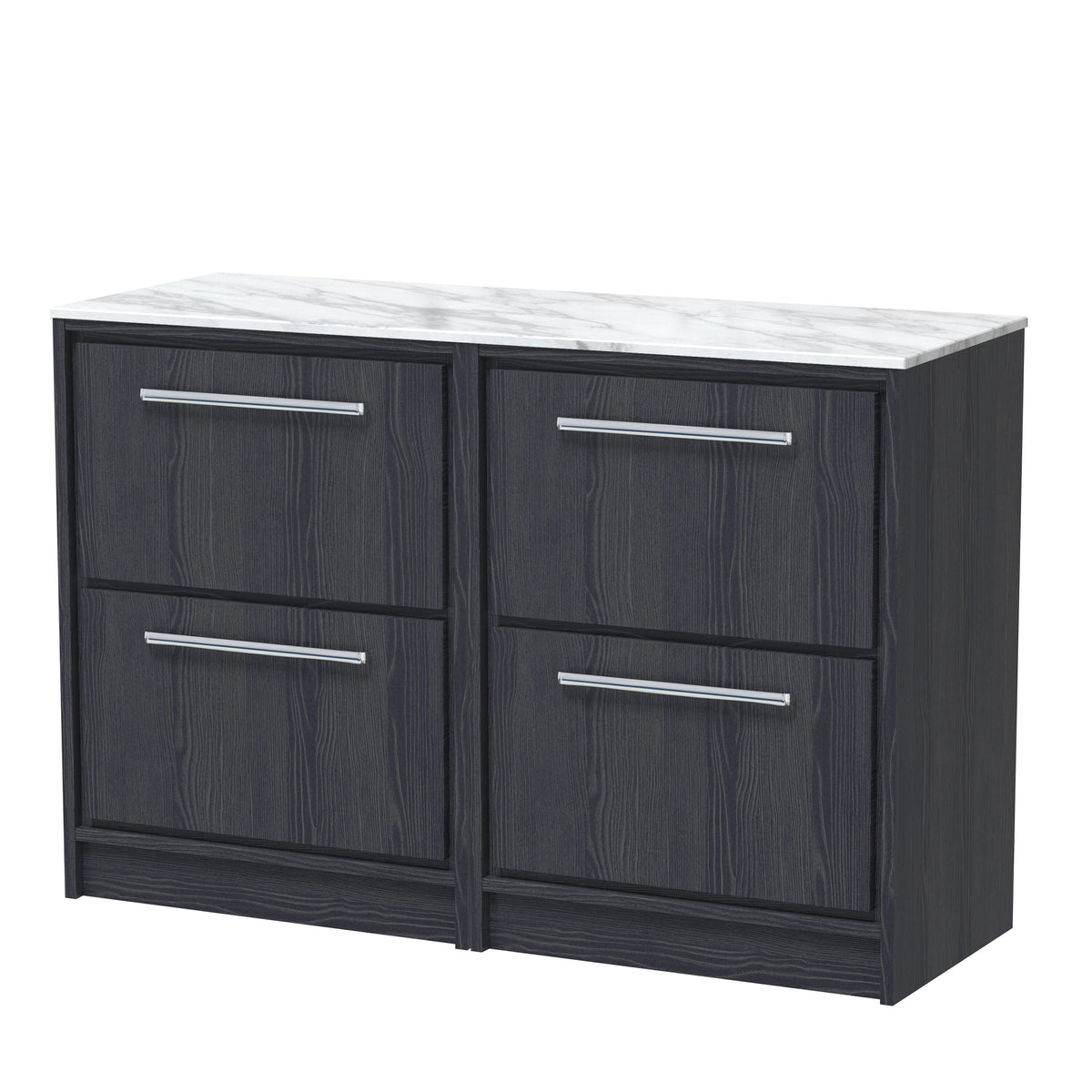 Hudson Reed Lille 1200mm 4 Drawer Floor Standing Vanity Unit With Carrara Marble Worktop