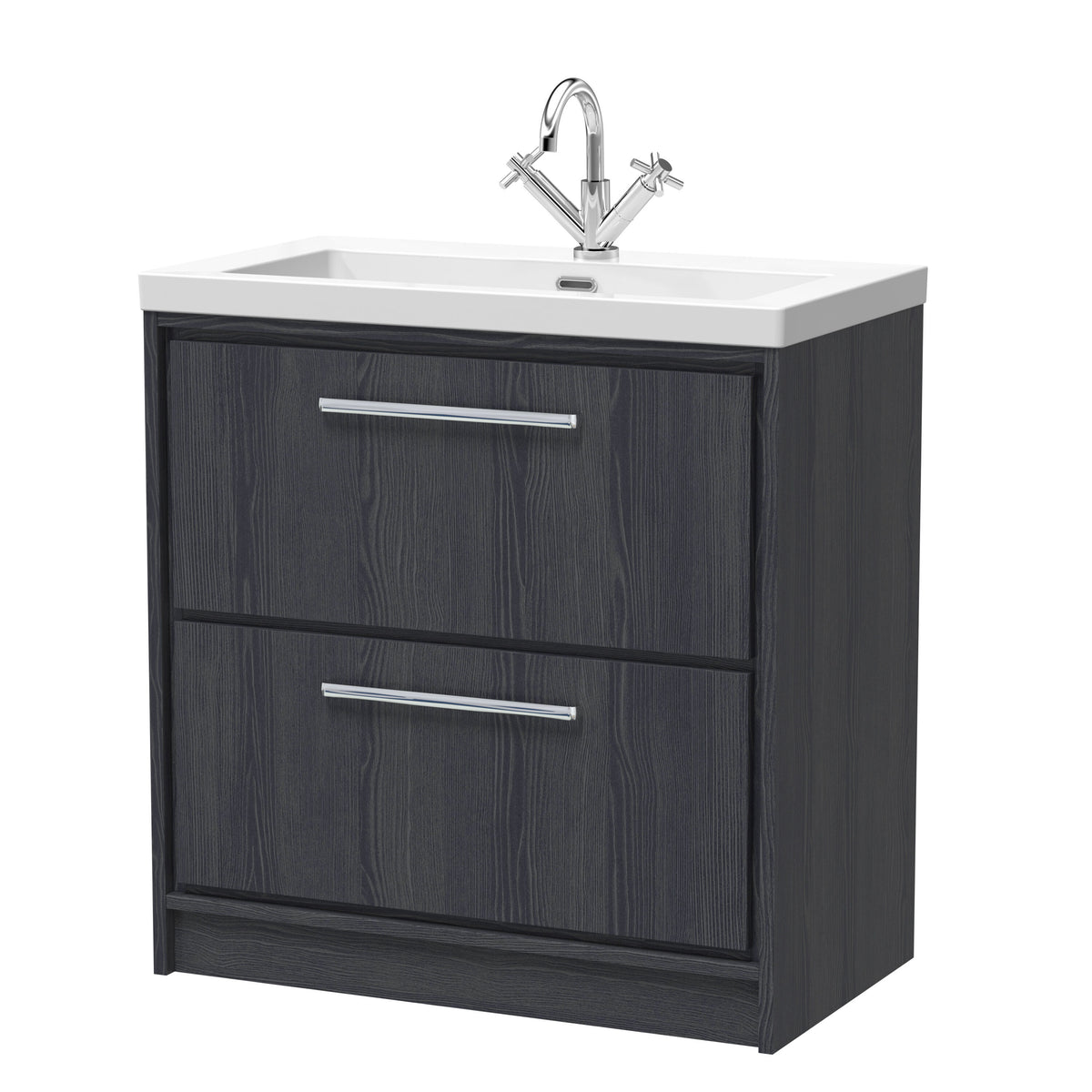 Hudson Reed Lille 800mm 2 Drawer Floor Standing Vanity Unit With 1 Tap Hole Fireclay Basin