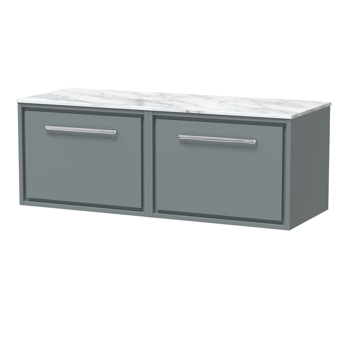 Hudson Reed Lille 1200mm 2Drawer Wall Hung Vanity Unit With Carrara Marble Worktop