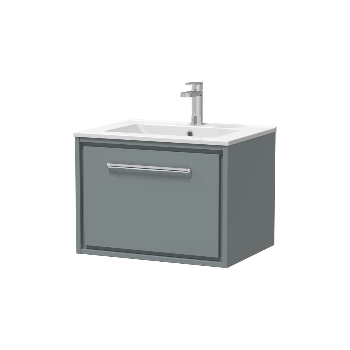 Hudson Reed Lille 600mm Woodgrain 1 Drawer Wall Hung Vanity Unit With 1 Tap Hole Basin