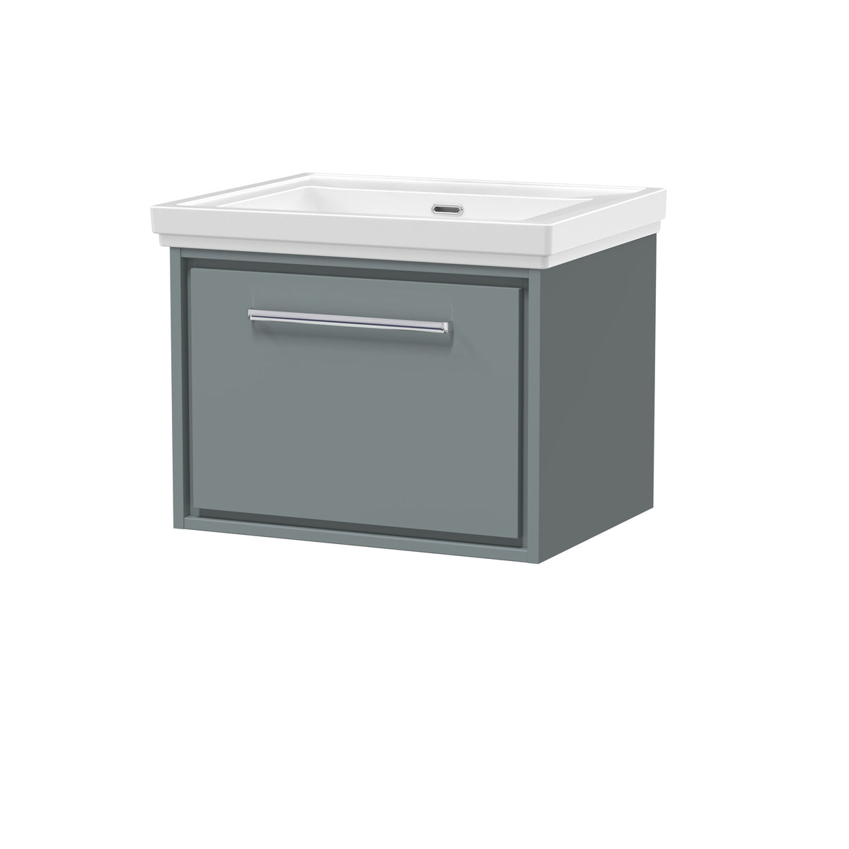 Hudson Reed Lille 600mm Woodgrain 1 Drawer Wall Hung Vanity Unit With Fireclay Basin