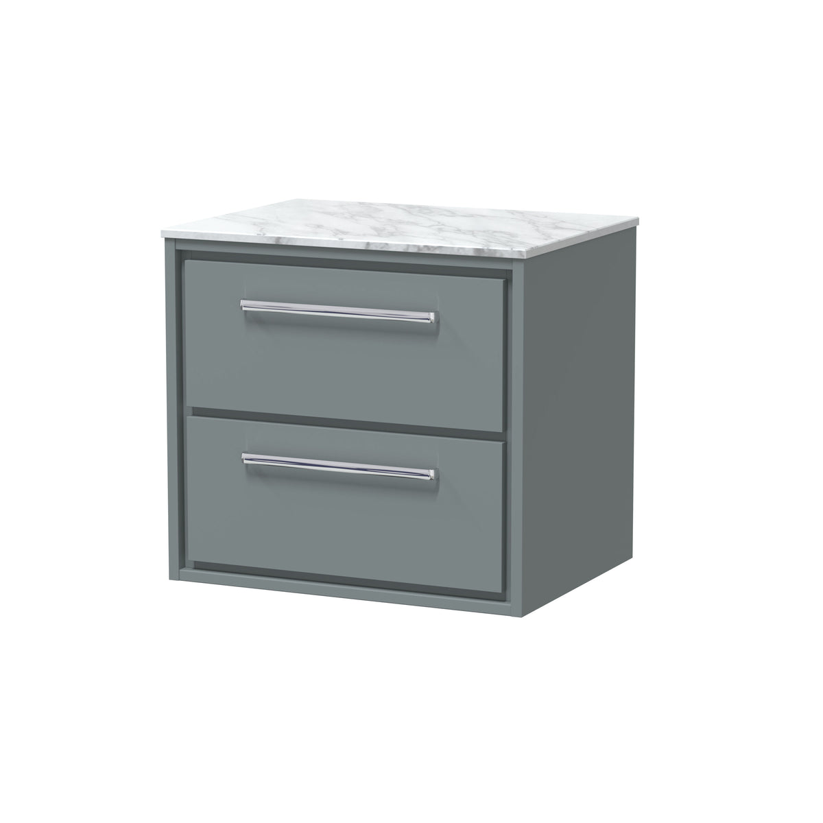 Hudson Reed Lille 600mm 2 Drawer Wall Hung Vanity Unit With Carrara Marble Worktop