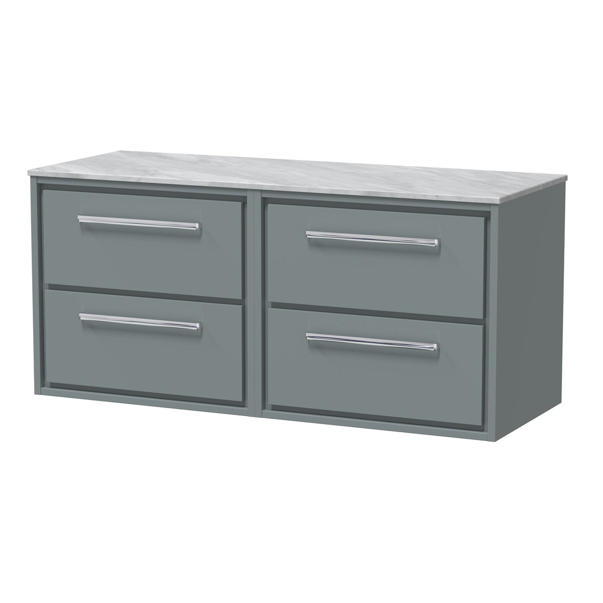 Hudson Reed Lille 1200mm 4 Drawer Wall Hung Vanity Unit With Grey Marble Worktop