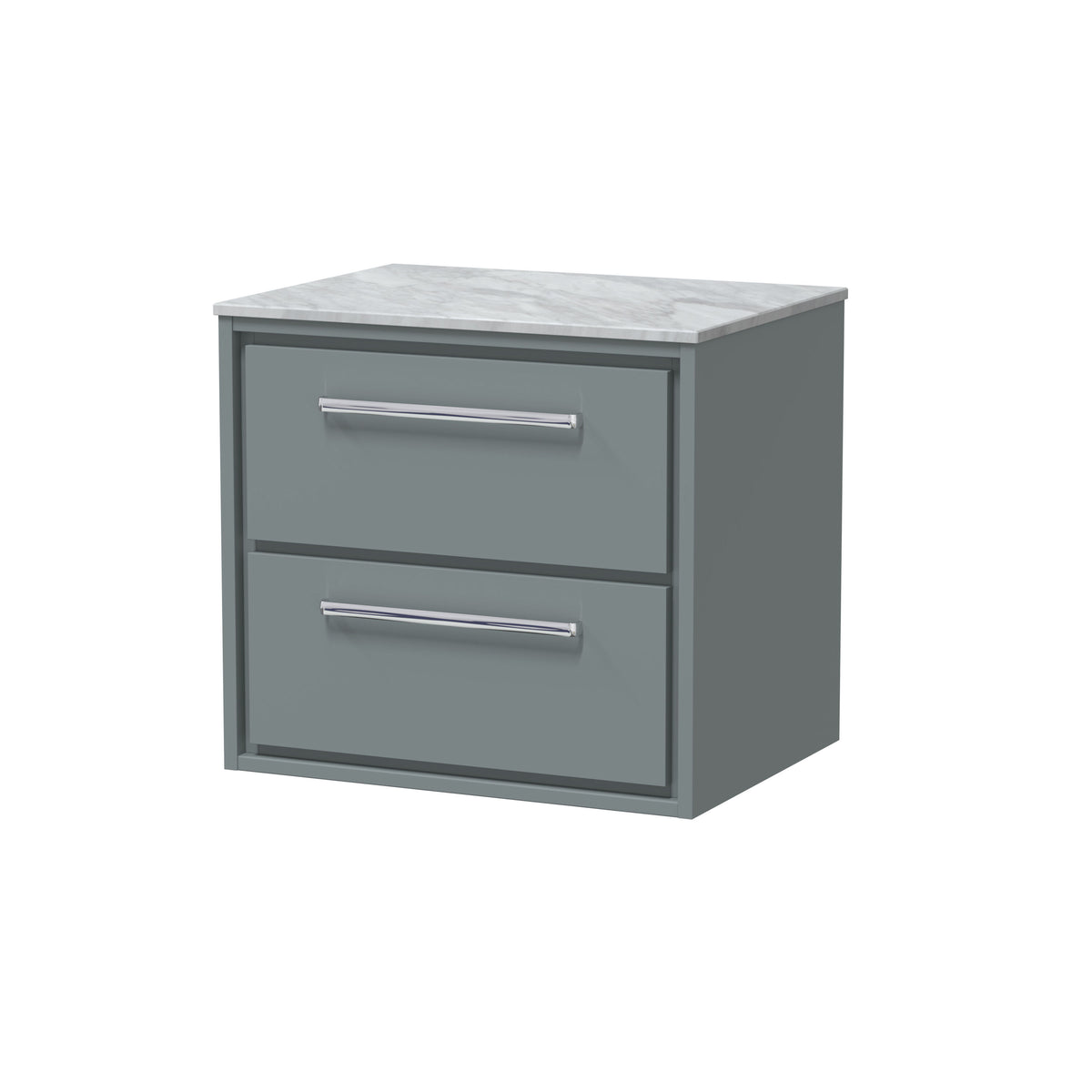 Hudson Reed Lille 600mm 2 Drawer Wall Hung Vanity Unit With Grey Marble Worktop