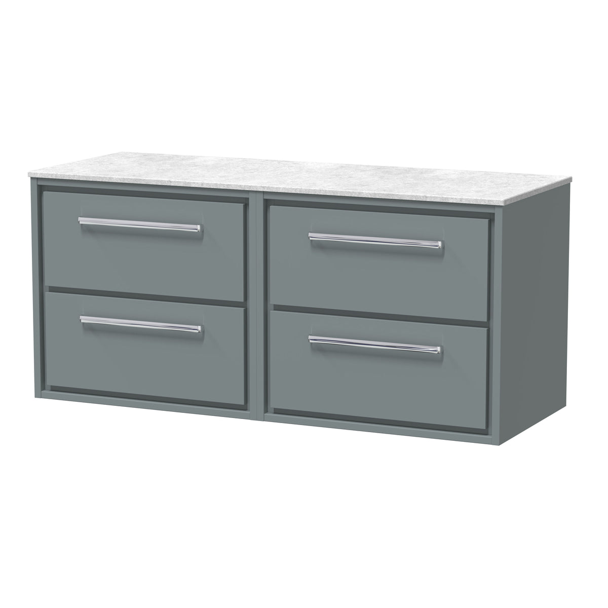 Hudson Reed Lille 1200mm 4 Drawer Wall Hung Vanity Unit With White Marble Worktop