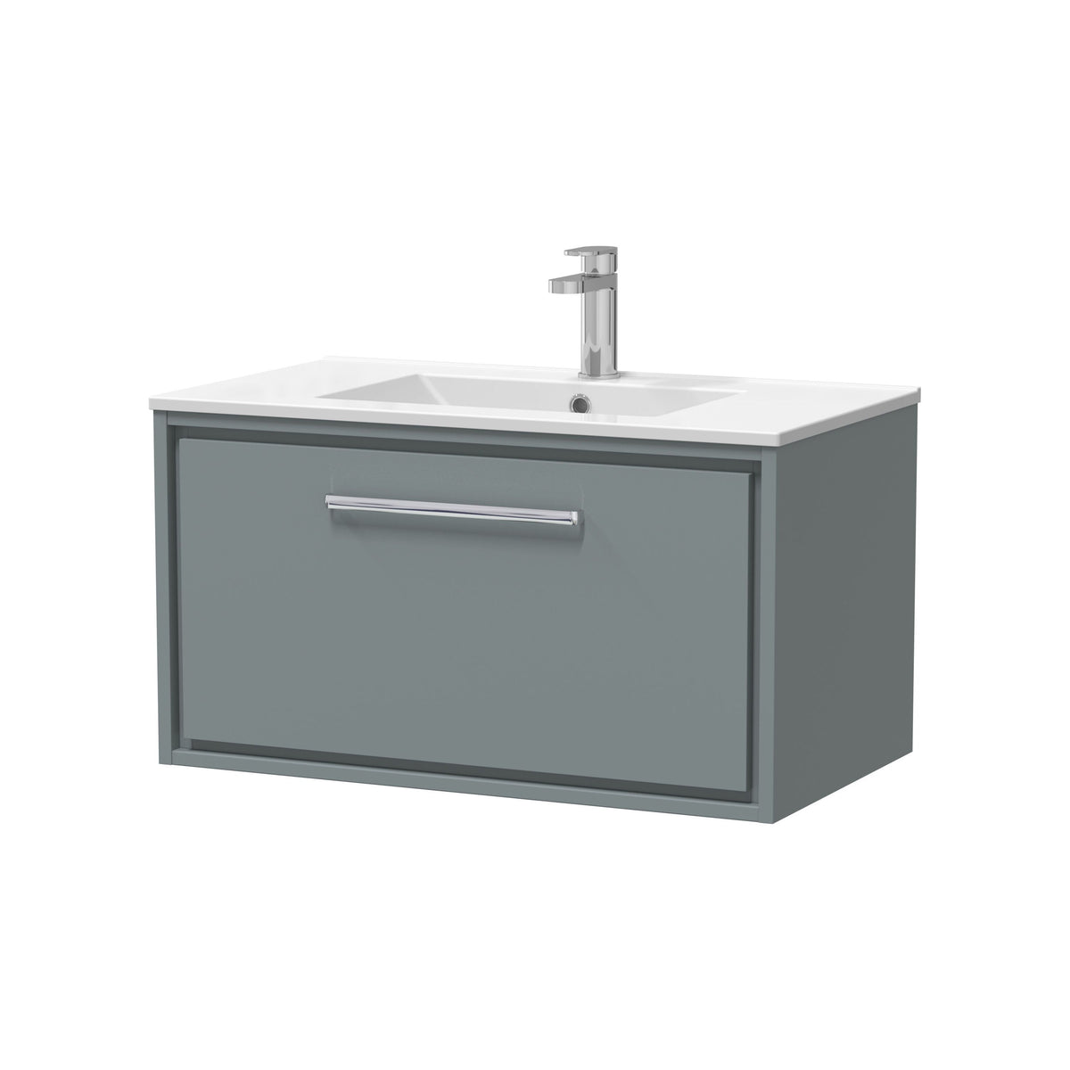 Hudson Reed Lille 800mm Woodgrain 1 Drawer Wall Hung Vanity Unit With 1 Tap Hole Basin