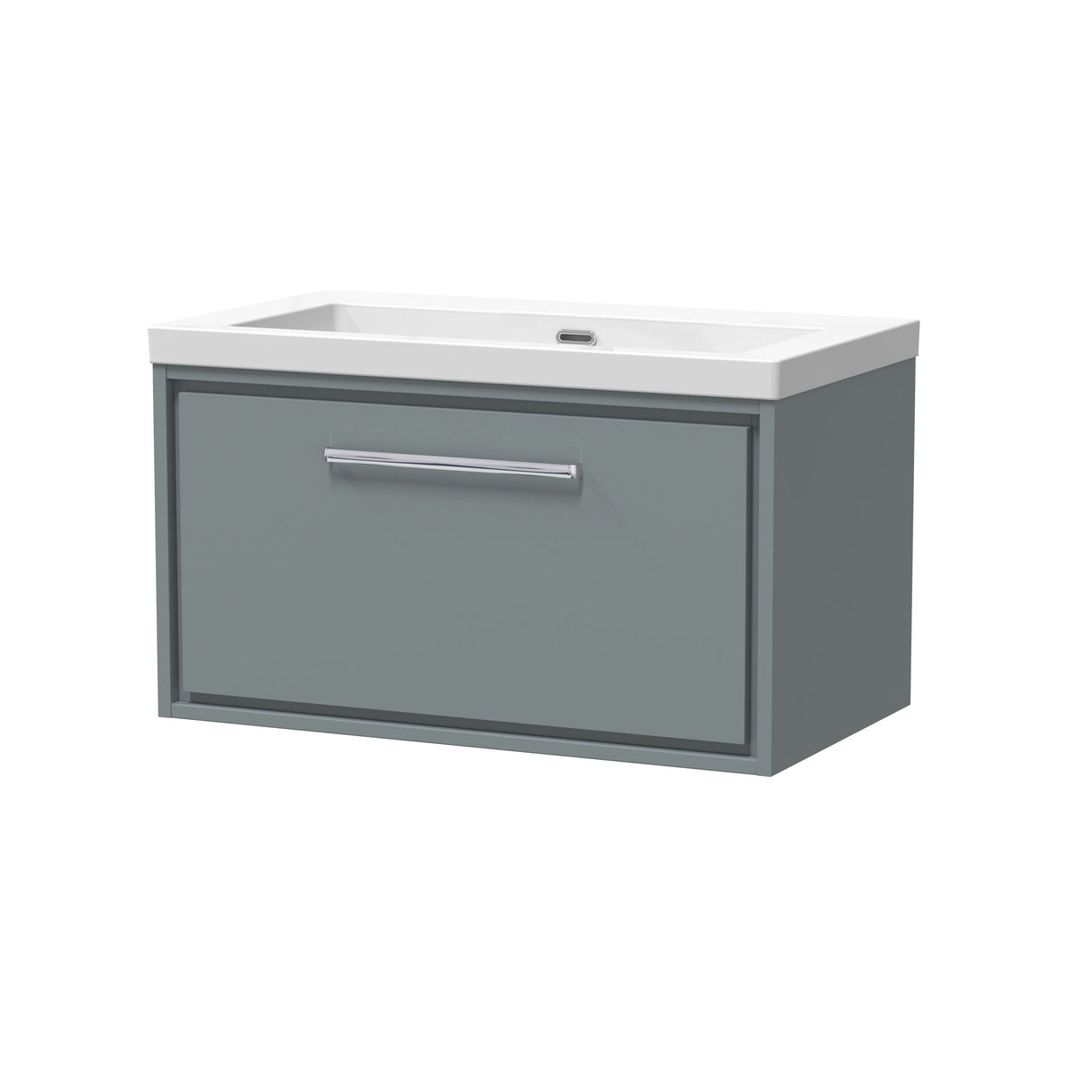 Hudson Reed Lille 800mm Woodgrain 1 Drawer Wall Hung Vanity Unit With Fireclay Basin