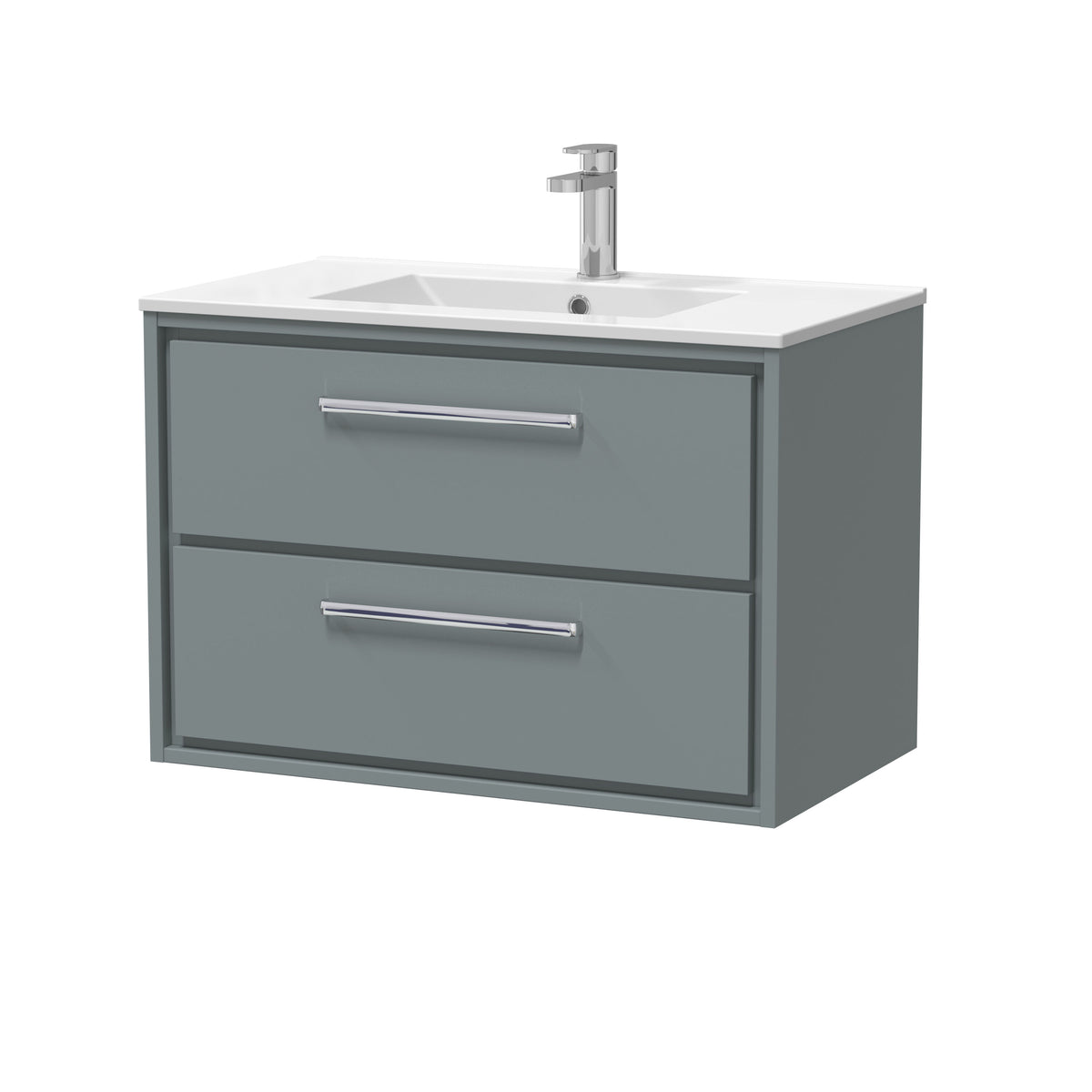 Hudson Reed Lille 800mm Woodgrain 2 Drawer Wall Hung Vanity Unit With 1 Tap Hole Basin