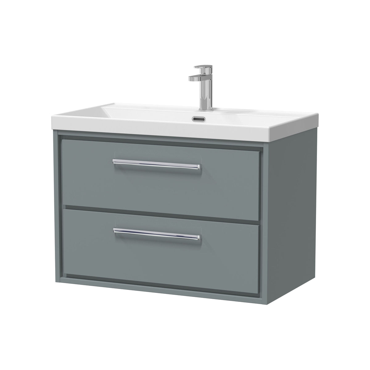 Hudson Reed Lille 800mm Woodgrain 2 Drawer Wall Hung Vanity Unit With 1 Tap Hole Basin