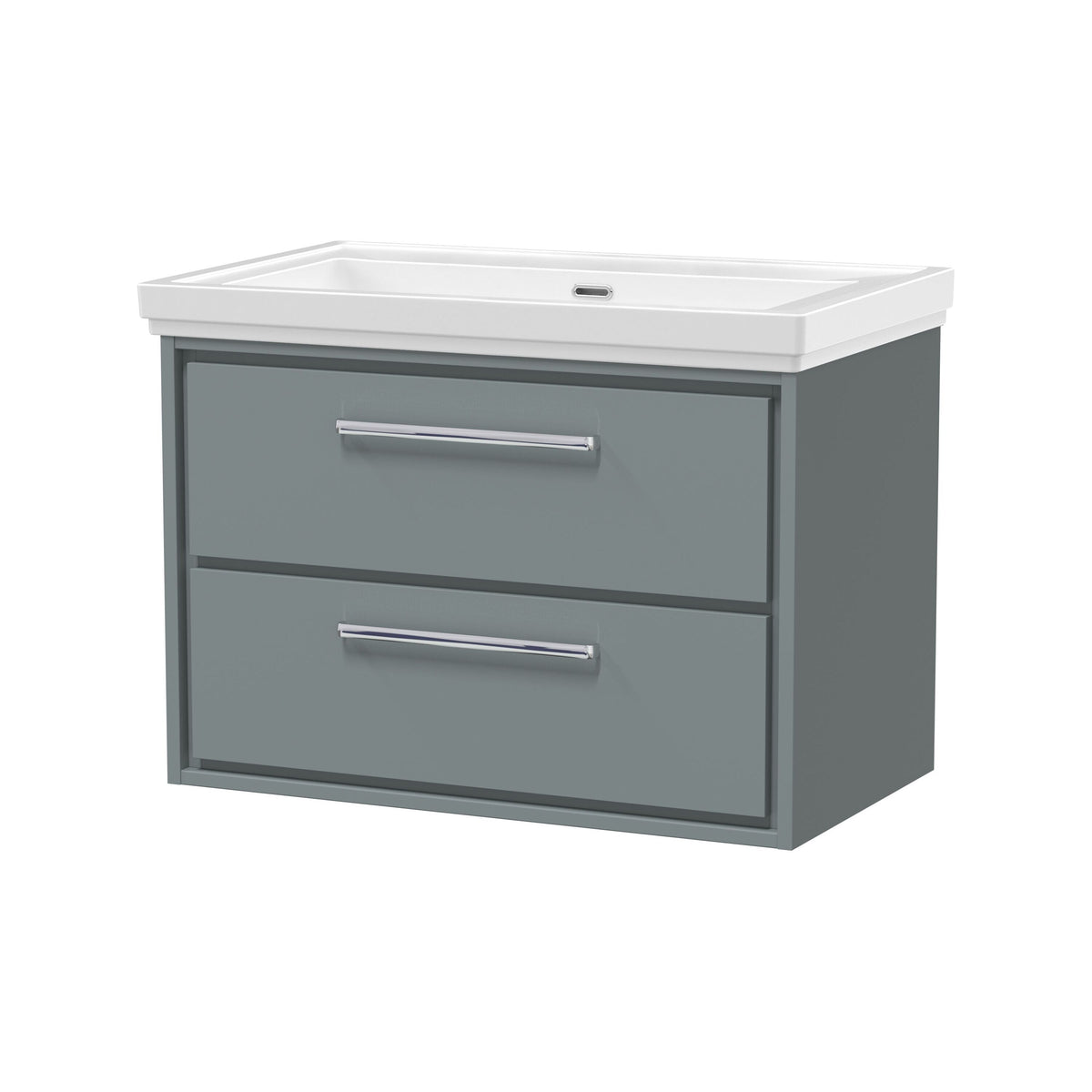 Hudson Reed Lille 800mm Woodgrain 2 Drawer Wall Hung Vanity Unit With Fireclay Basin