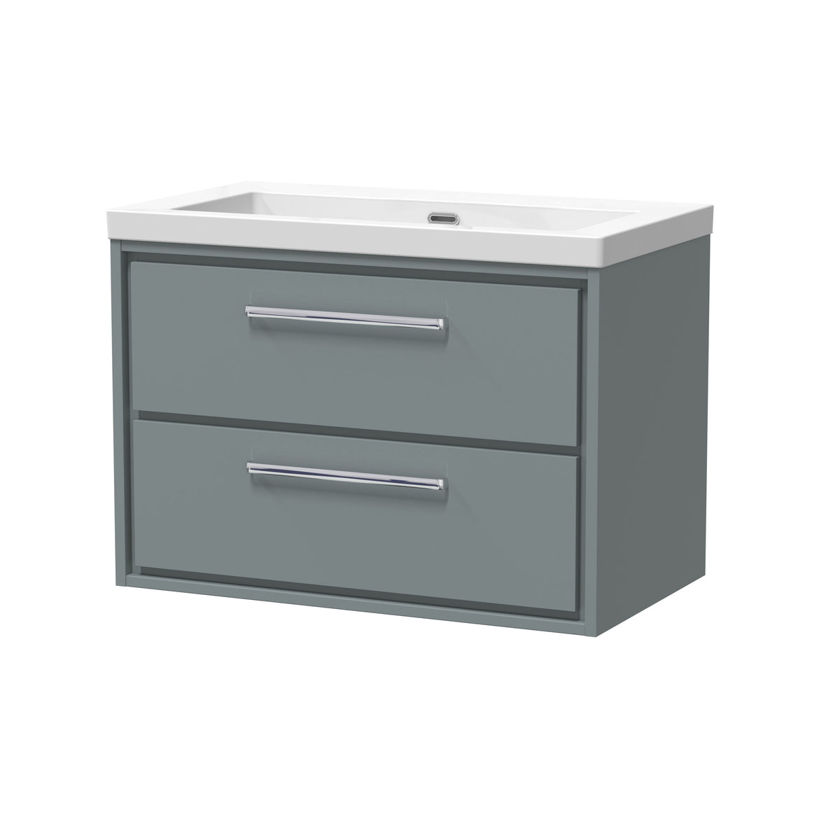 Hudson Reed Lille 800mm Woodgrain 2 Drawer Wall Hung Vanity Unit With Fireclay Basin