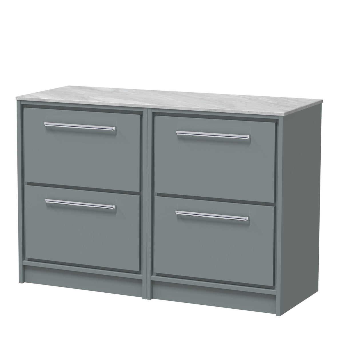 Hudson Reed Lille 1200mm 4 Drawer Floor Standing Vanity Unit With Grey Marble Worktop