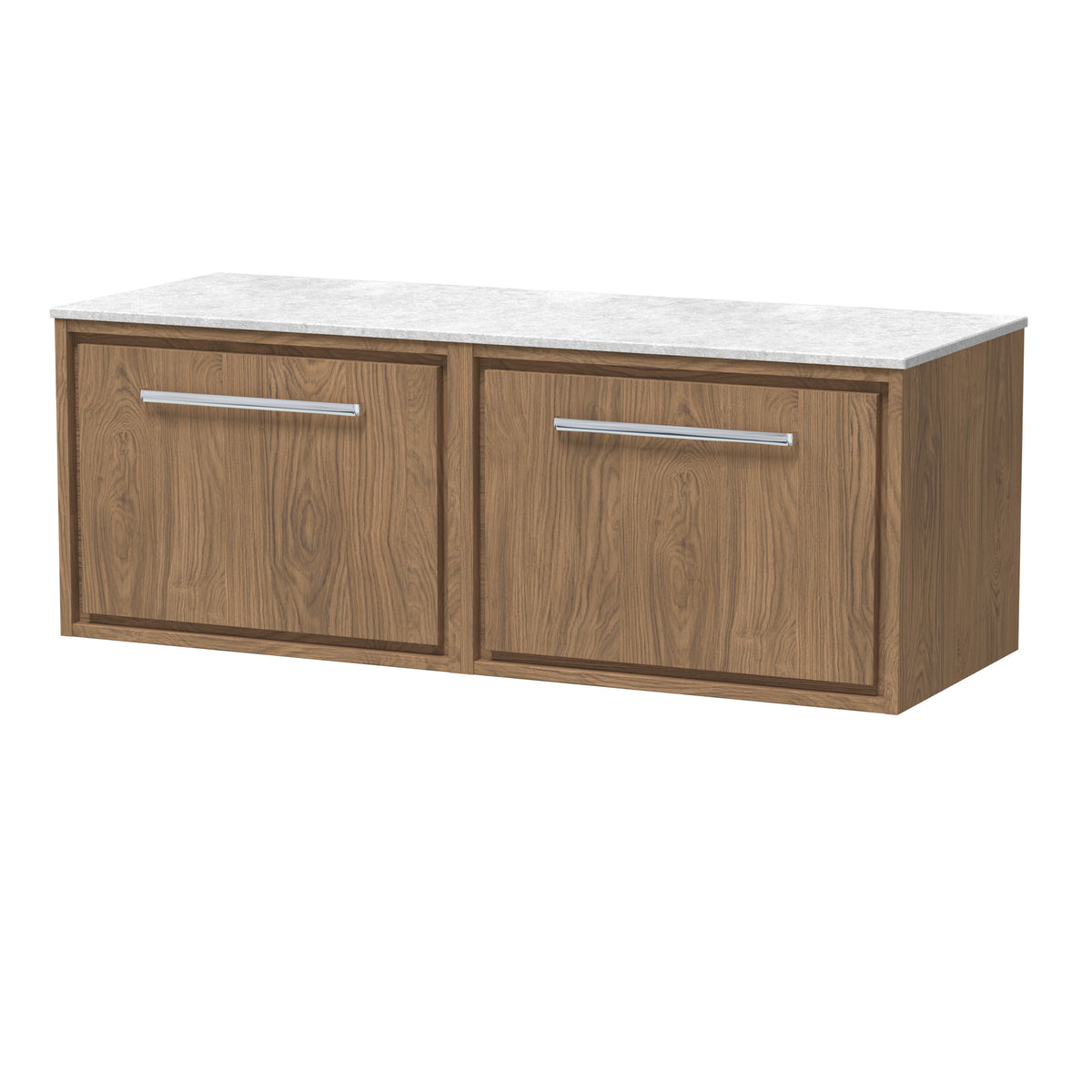 Hudson Reed Lille 1200mm 1 Drawer Vanity Wall Hung Vanity Unit With White Marble Worktop