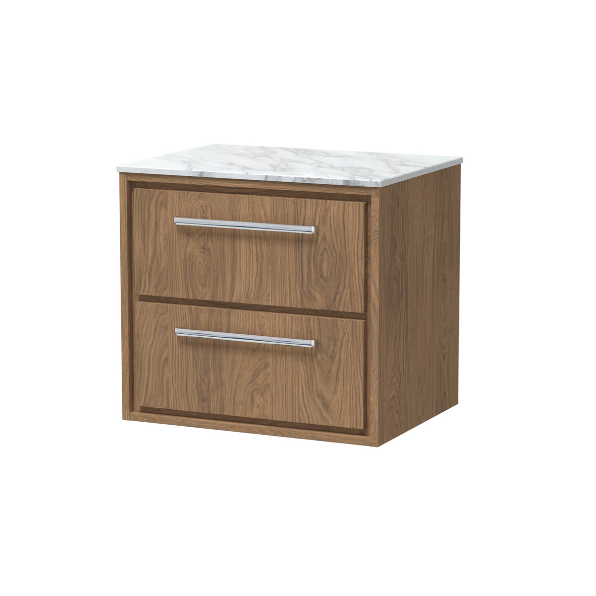 Hudson Reed Lille 600mm 2 Drawer Wall Hung Vanity With Carrara Marble Worktop Marble Worktop