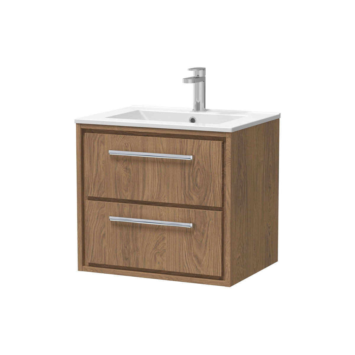 Hudson Reed Lille 600mm 2 Drawer Wall Hung Vanity Unit With 1 Tap Hole Basin