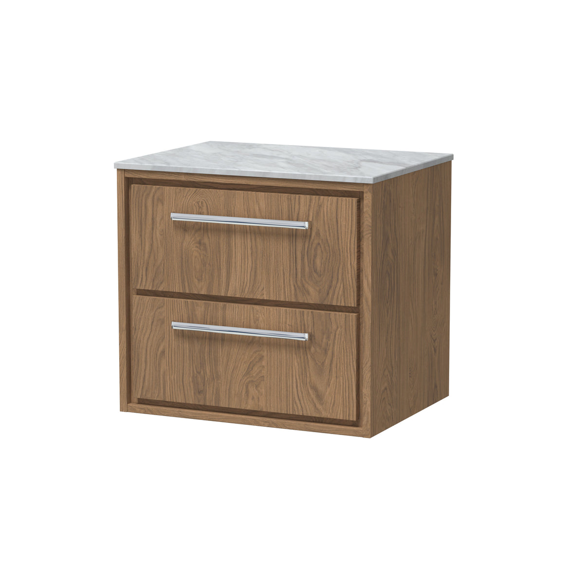 Hudson Reed Lille 600mm 2 Drawer Wall Hung Vanity With Grey Marble Worktop