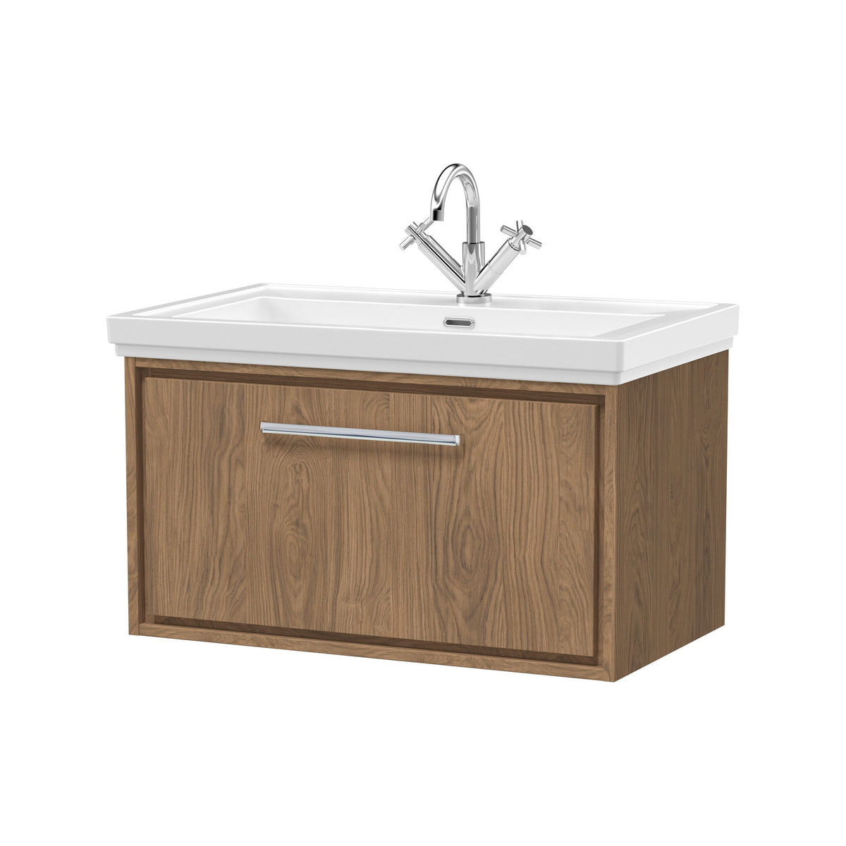 Hudson Reed Lille 800mm 1 Drawer Wall Hung Vanity Unit With 1 Tap Hole Fireclay Basin