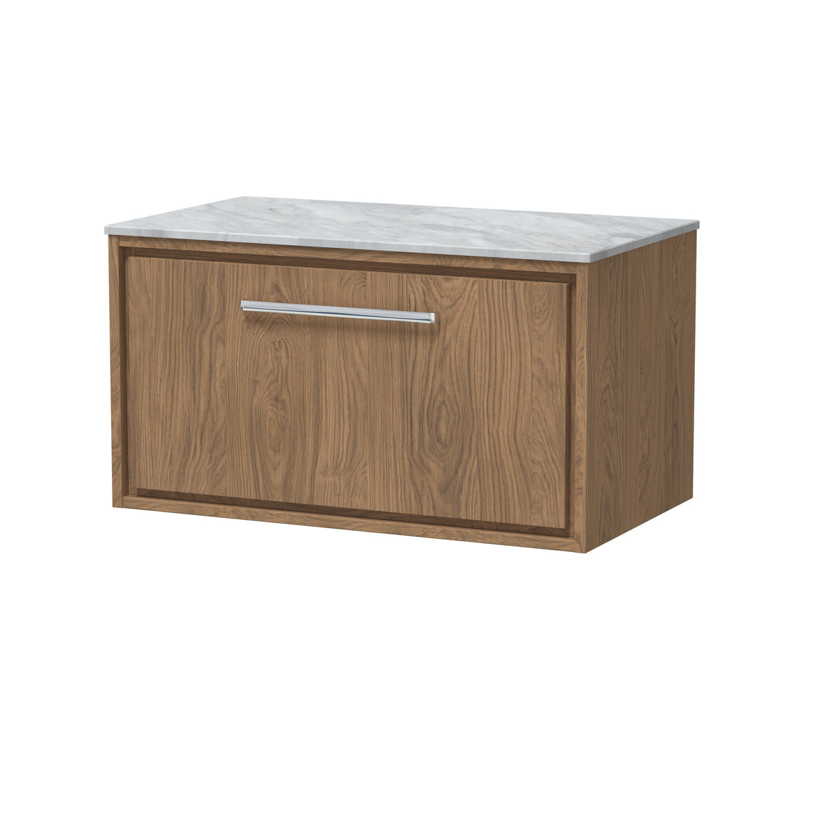 Hudson Reed Lille 800mm 1 Drawer Wall Hung Vanity Unit With Grey Marble Worktop