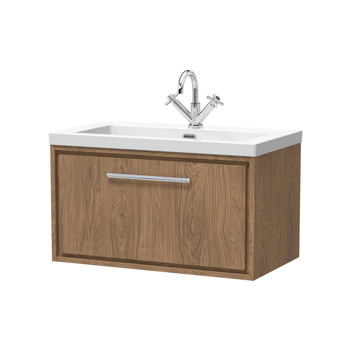 Hudson Reed Lille 800mm 1 Drawer Wall Hung Vanity Unit With 1 Tap Hole Fireclay Basin