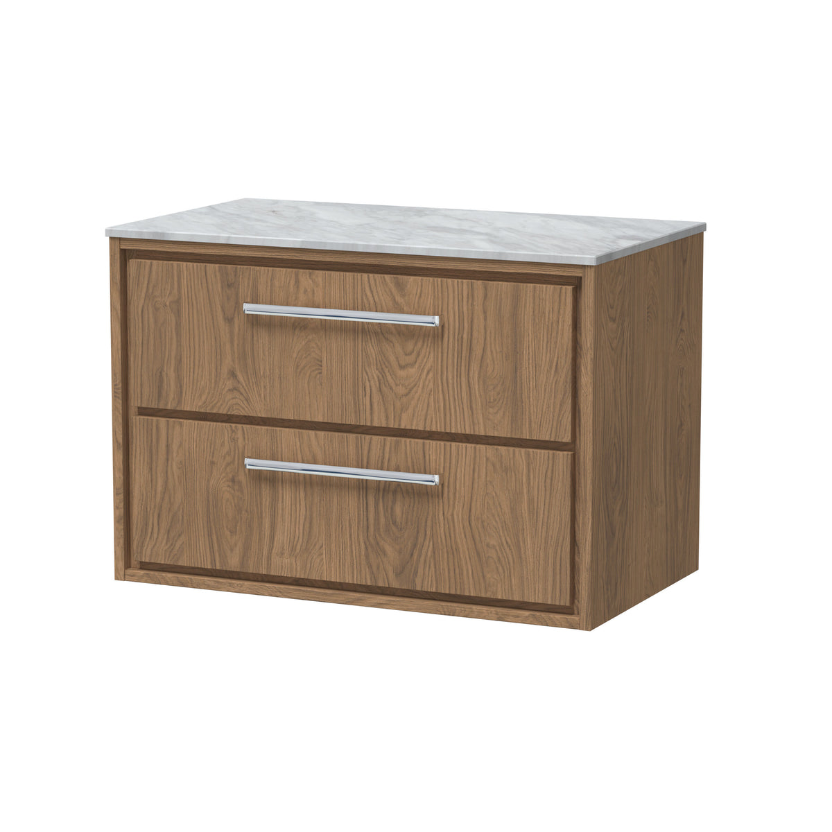 Hudson Reed Lille 800mm 2 Drawer Wall Hung Vanity Unit With Grey Marble Worktop