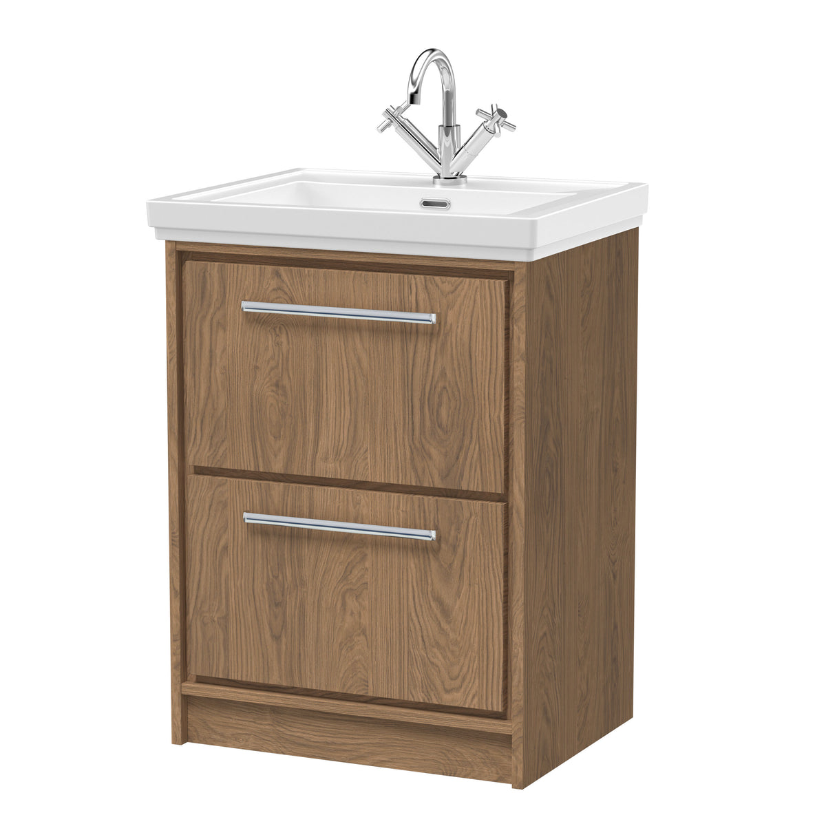 Hudson Reed Lille 600mm 2 Drawer Floor Standing Vanity Unit With 1 Tap Hole Fireclay Basin