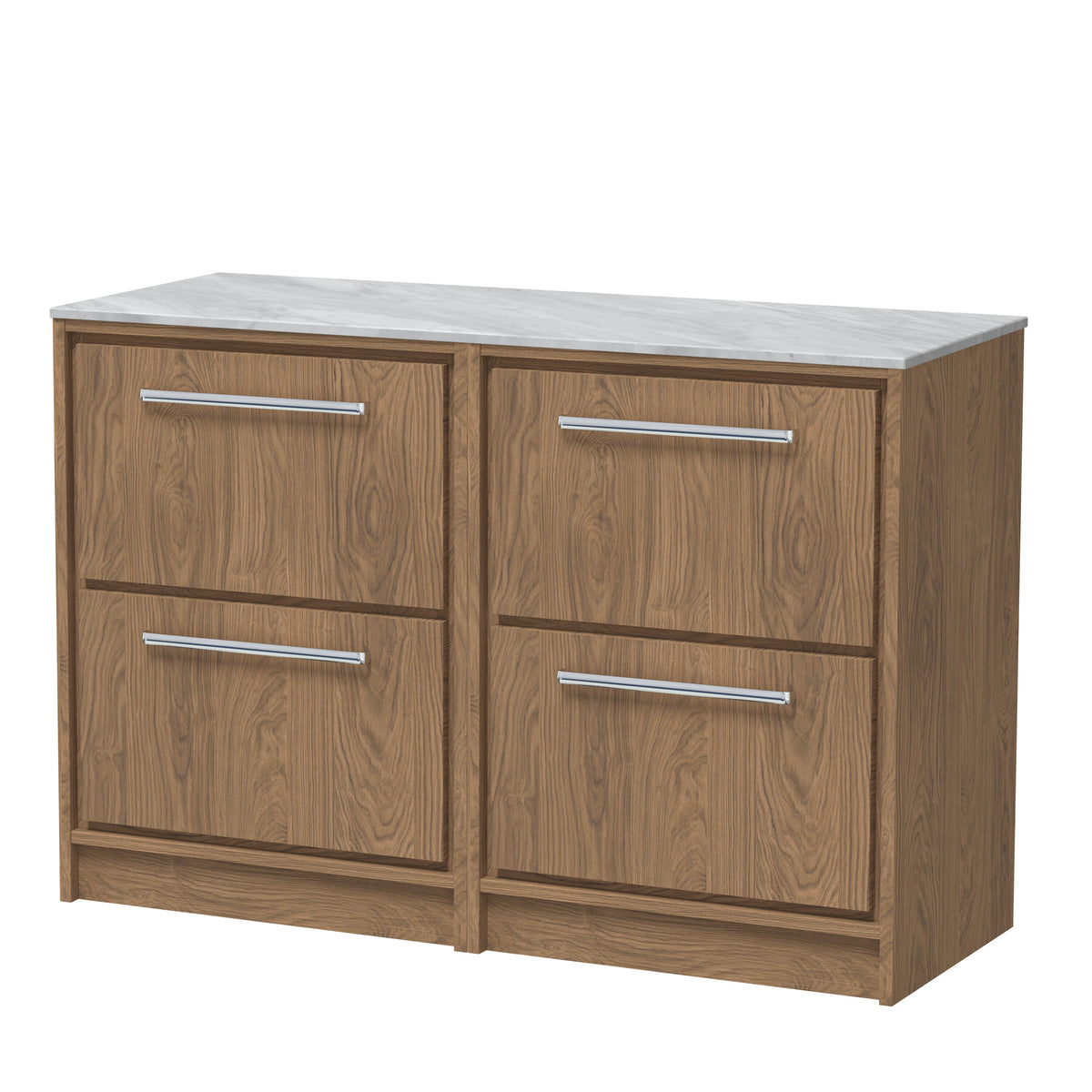 Hudson Reed Lille 1200mm 4 Drawer Floor Standing Vanity Unit With Grey Marble Worktop