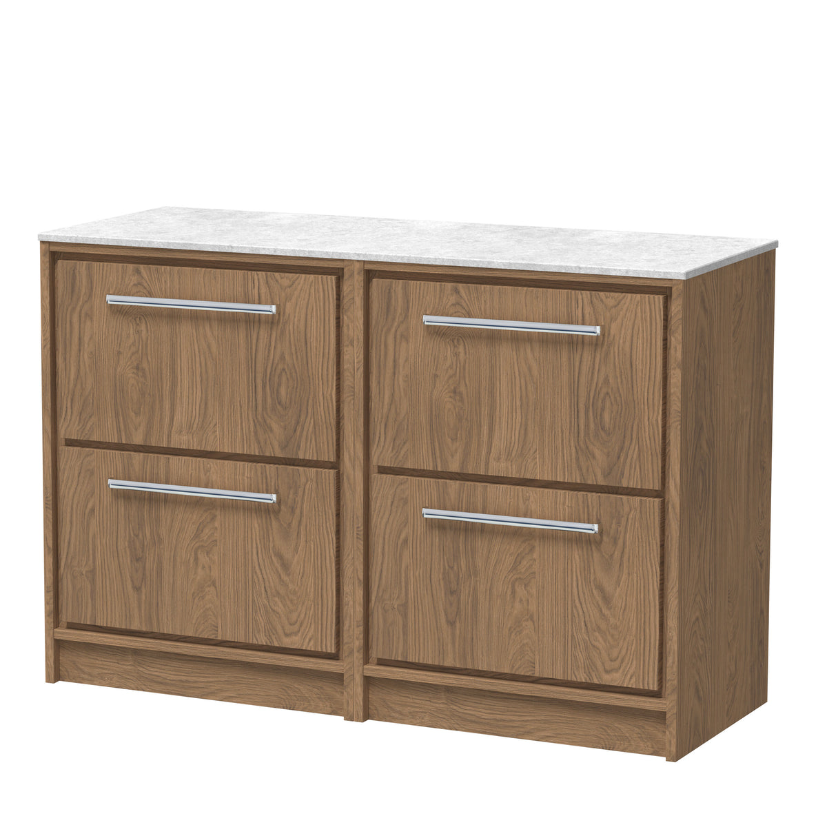 Hudson Reed Lille 1200mm 4 Drawer Floor Standing Vanity Unit With White Marble Worktop