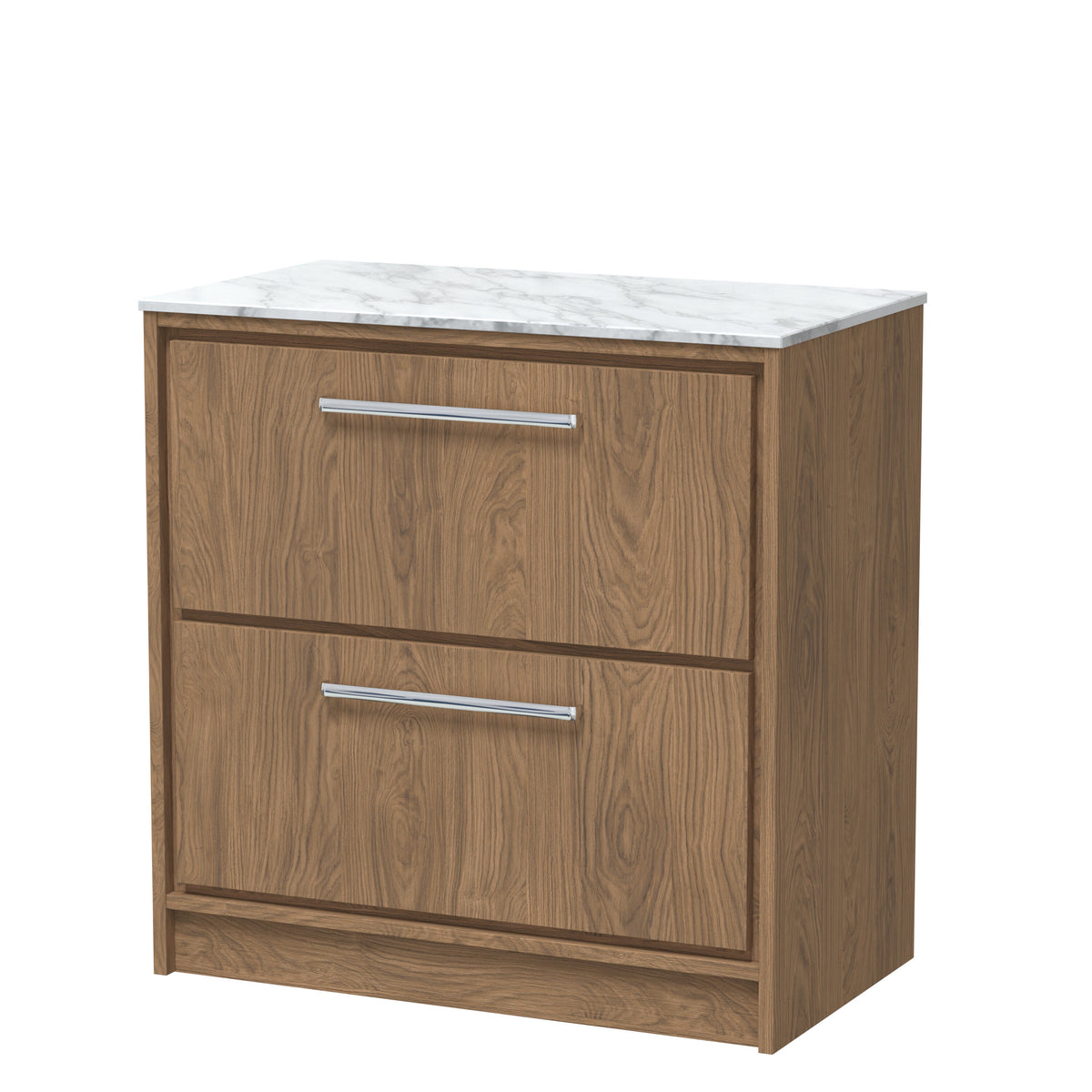 Hudson Reed Lille 800mm 2 Drawer Floor Standing Vanity Unit With Carrara Marble Worktop