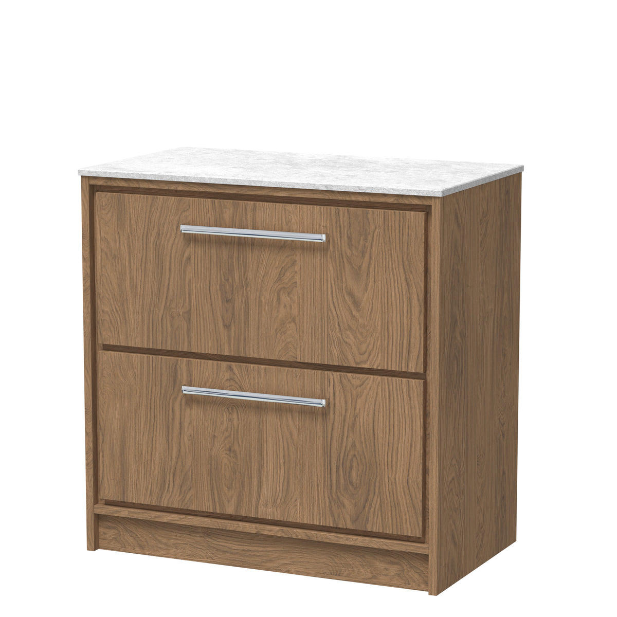 Hudson Reed Lille 800mm 2 Drawer Floor Standing Vanity Unit With White Marble Worktop