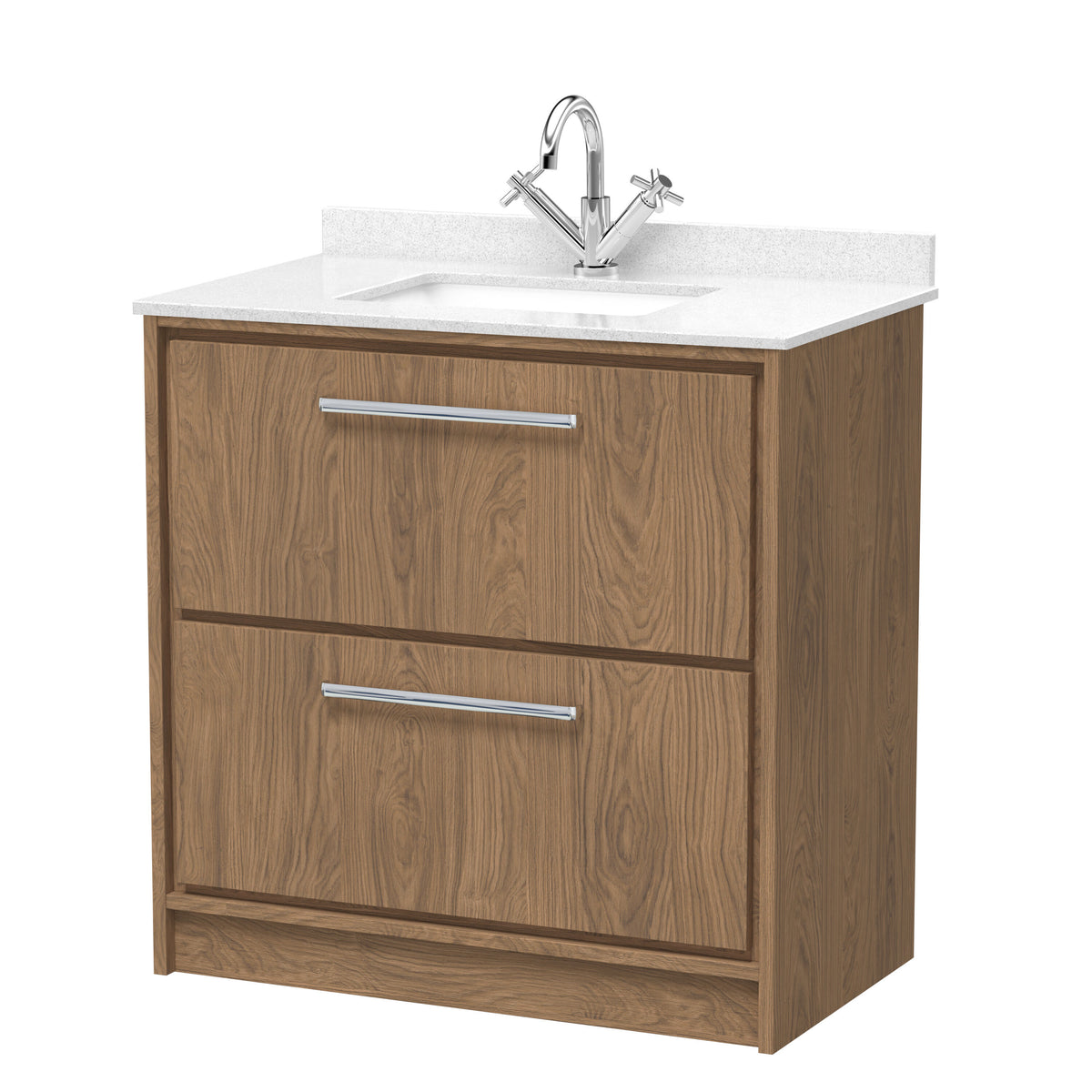 Hudson Reed Lille 800mm 2 Drawer Floor Standing Vanity Unit With Square Basin With Marble Worktop