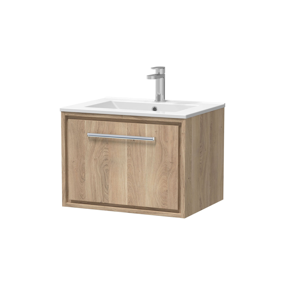 Hudson Reed Lille 600mm 1 Drawer Wall Hung Vanity Unit With 1 Tap Hole Basin