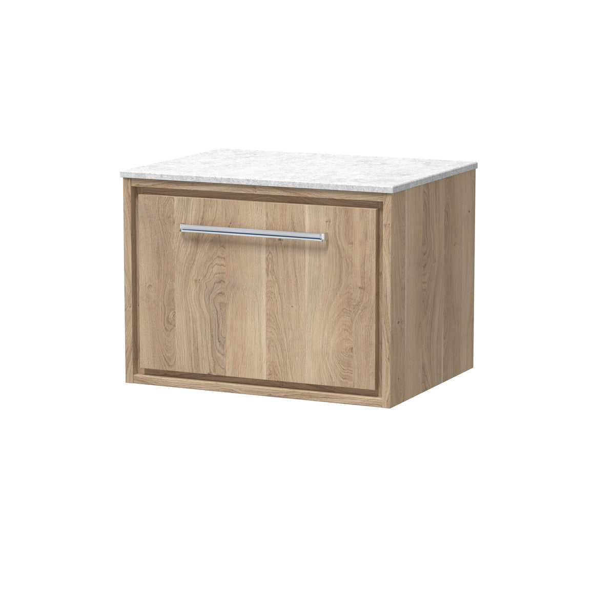 Hudson Reed Lille 600mm 1 Drawer Wall Hung Vanity Unit With White Marble Worktop