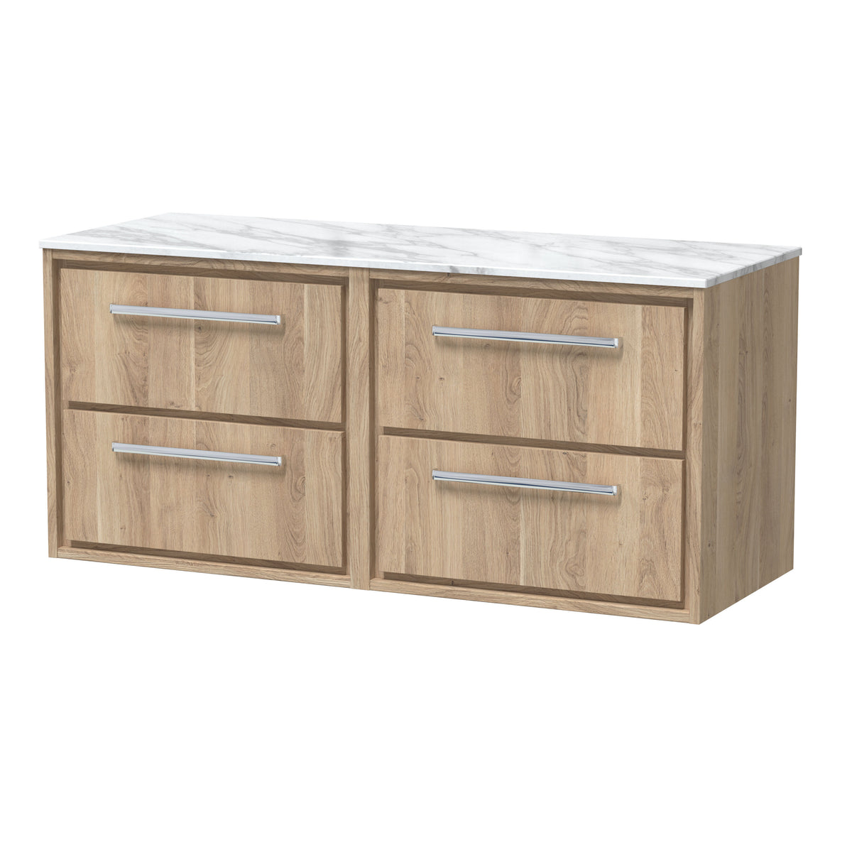 Hudson Reed Lille 610mm 4 Drawer Wall Hung Vanity With Carrara Marble Worktop