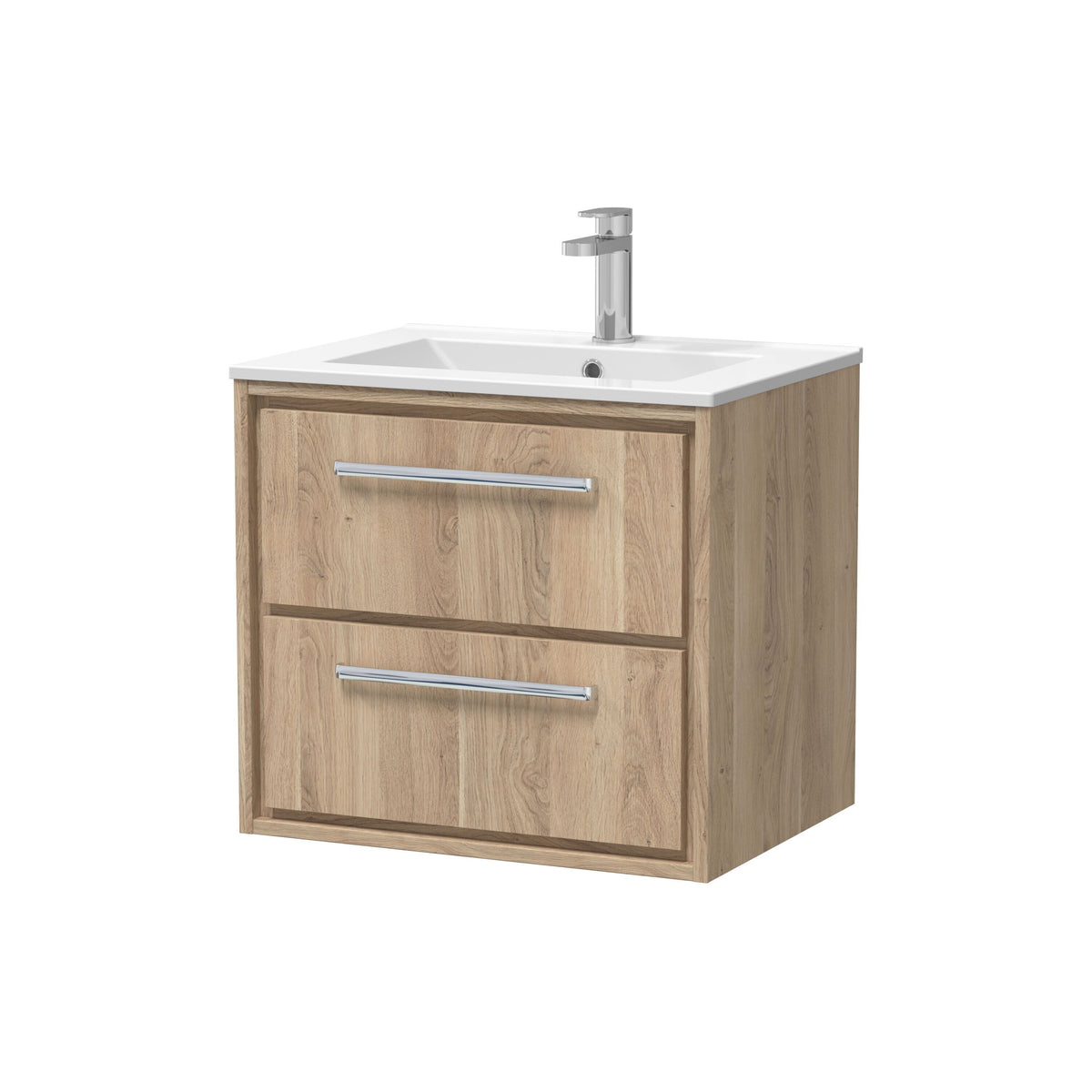 Hudson Reed Lille 600mm 2 Drawer Wall Hung Vanity Unit With 1 Tap Hole Basin