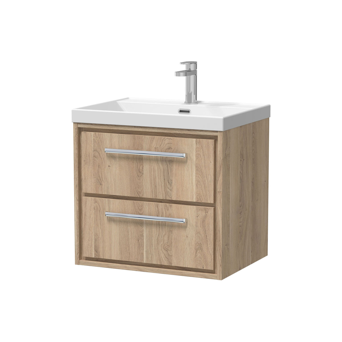 Hudson Reed Lille 600mm 2 Drawer Wall Hung Vanity Unit With 1 Tap Hole Basin
