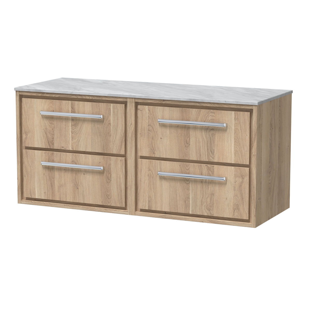 Hudson Reed Lille 610mm 4 Drawer Wall Hung Vanity Unit With Grey Marble Worktop