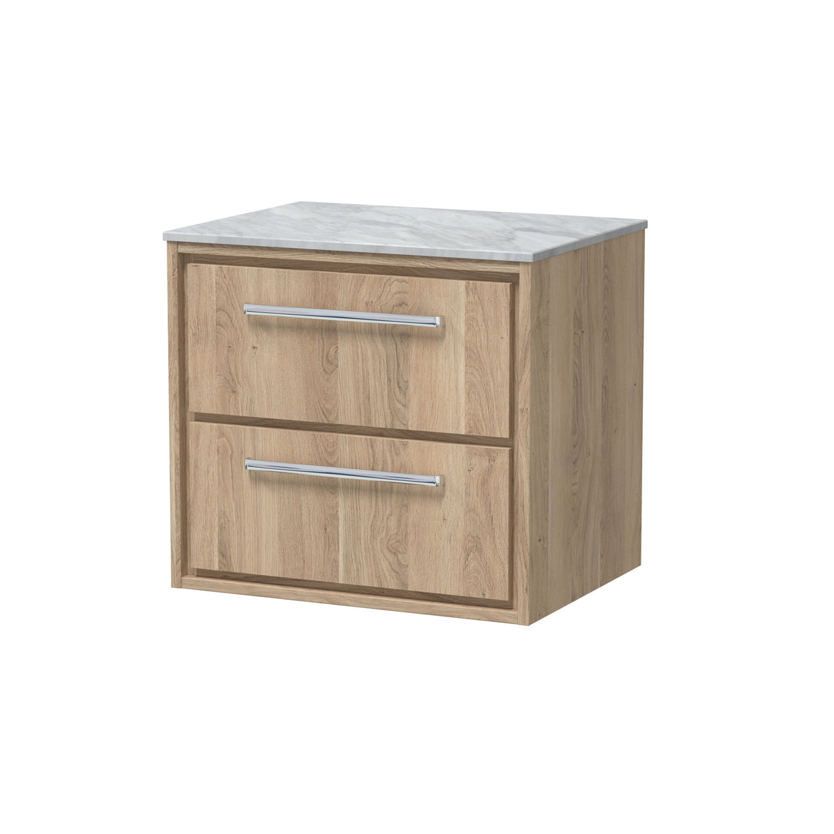 Hudson Reed Lille 600mm 2 Drawer Wall Hung Vanity Unit With Grey Marble Worktop