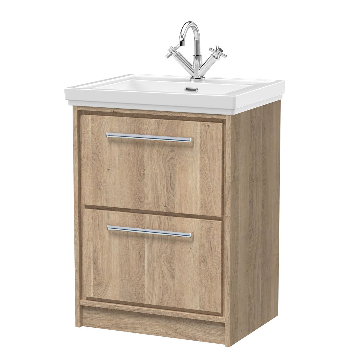 Hudson Reed Lille 600mm 2 Drawer Floor Standing Vanity Unit With 1 Tap Hole Fireclay Basin