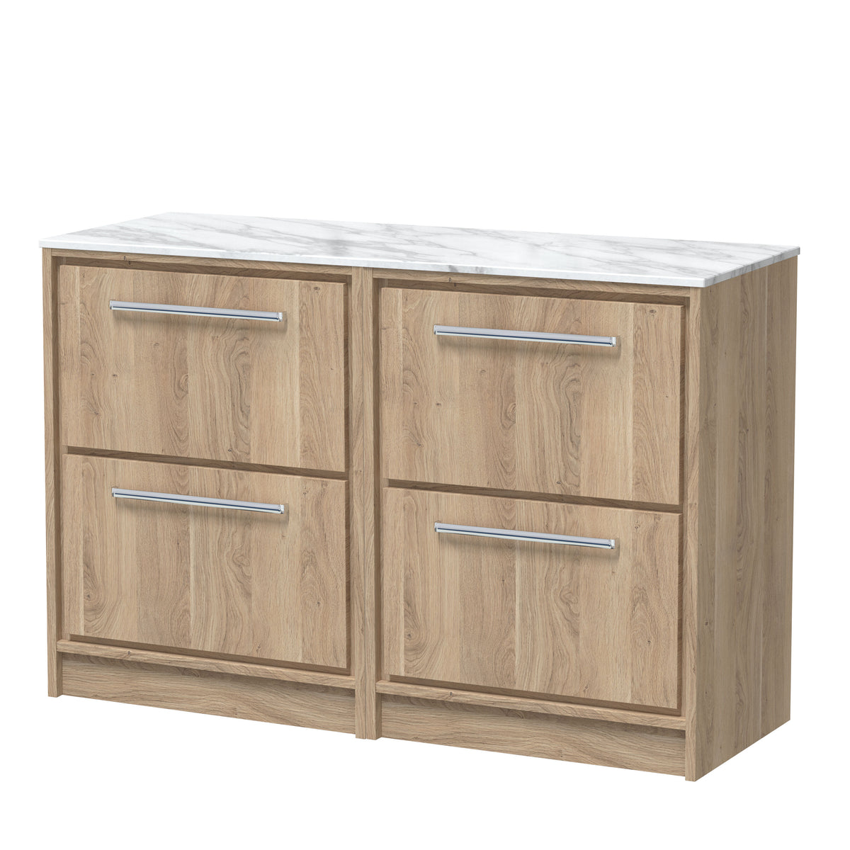 Hudson Reed Lille 1200mm 4 Drawer Floor Standing Vanity Unit With Carrara Marble Worktop Marble Worktop