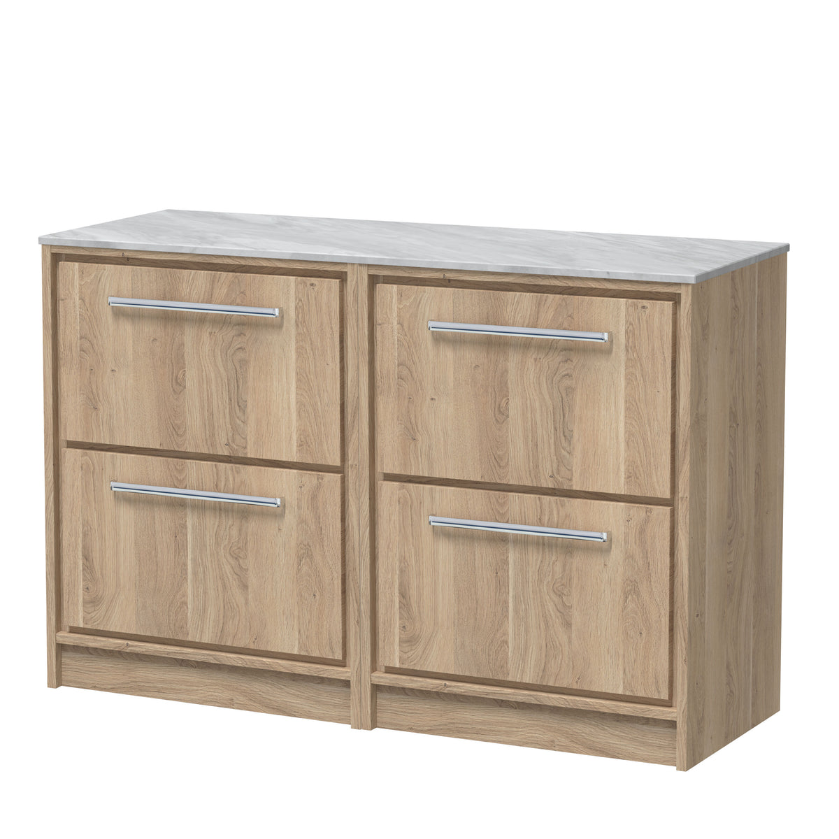 Hudson Reed Lille 1200mm 4 Drawer Floor Standing Vanity Unit With Grey Marble Worktop