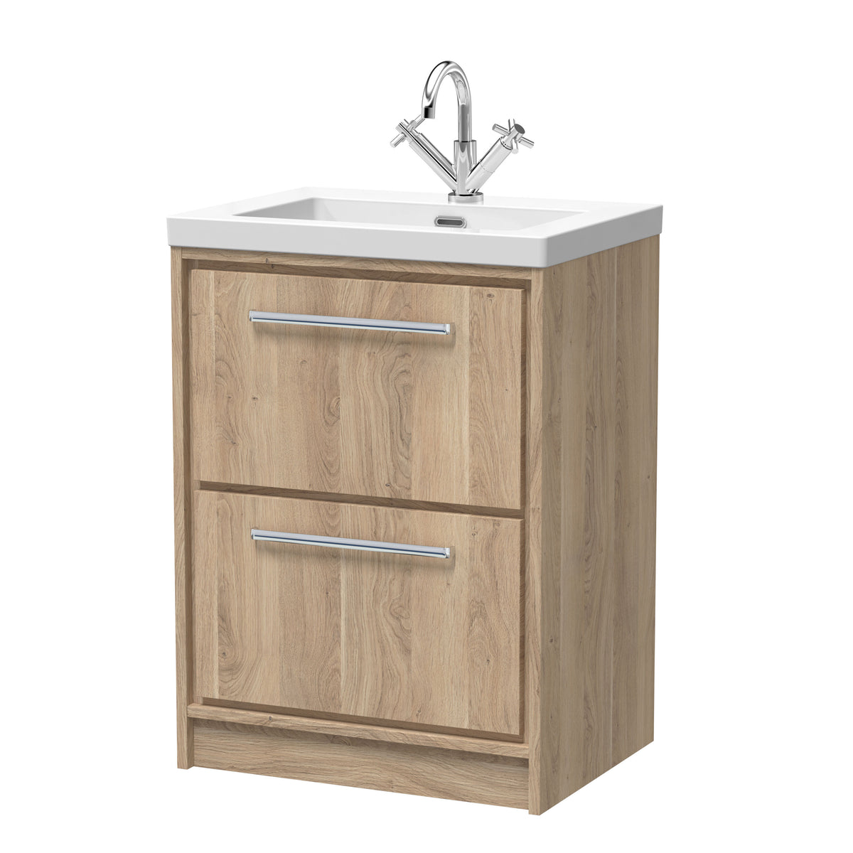 Hudson Reed Lille 600mm 2 Drawer Floor Standing Vanity Unit With 1 Tap Hole Fireclay Basin