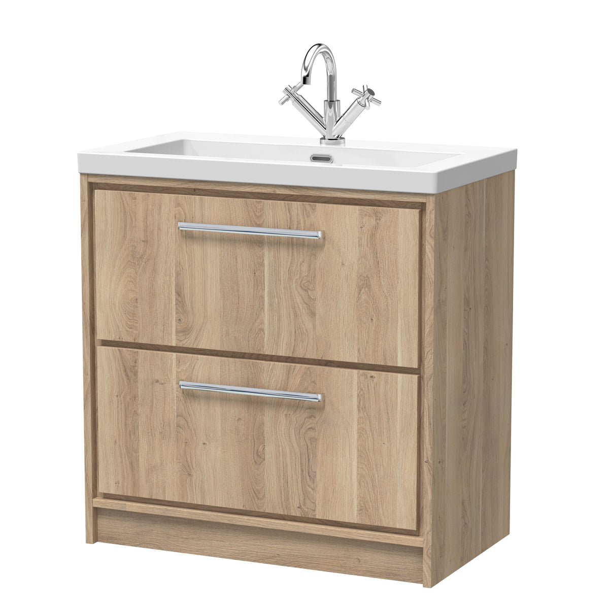 Hudson Reed Lille 800mm 2 Drawer Floor Standing Vanity Unit With 1 Tap Hole Fireclay Basin