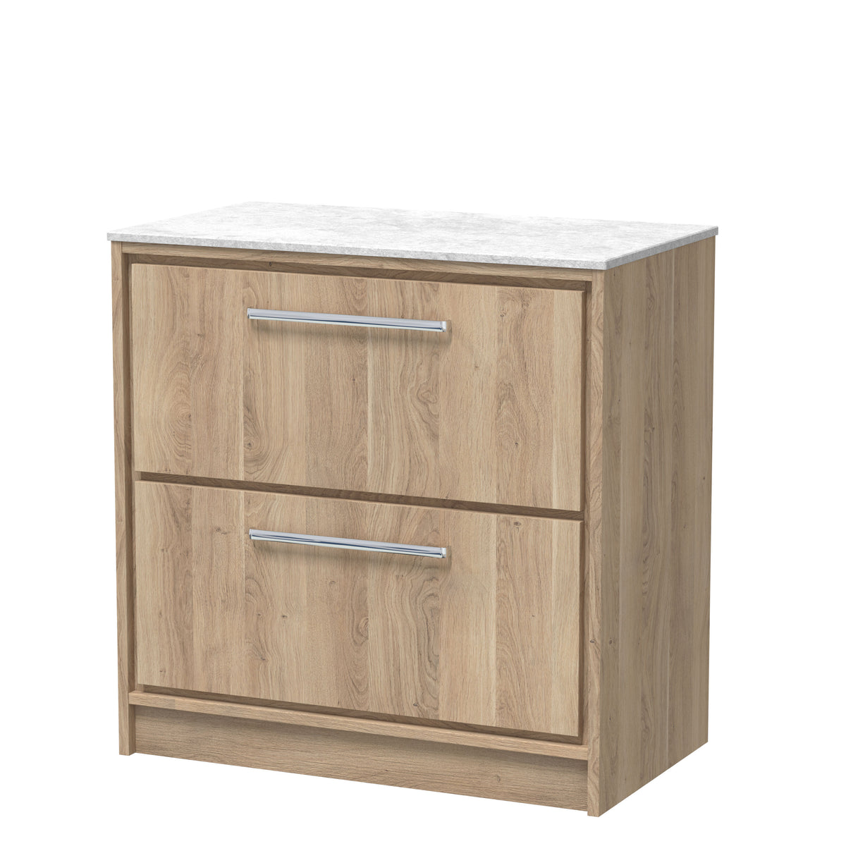 Hudson Reed Lille 800mm 2 Drawer Floor Standing Vanity With White Marble Worktop