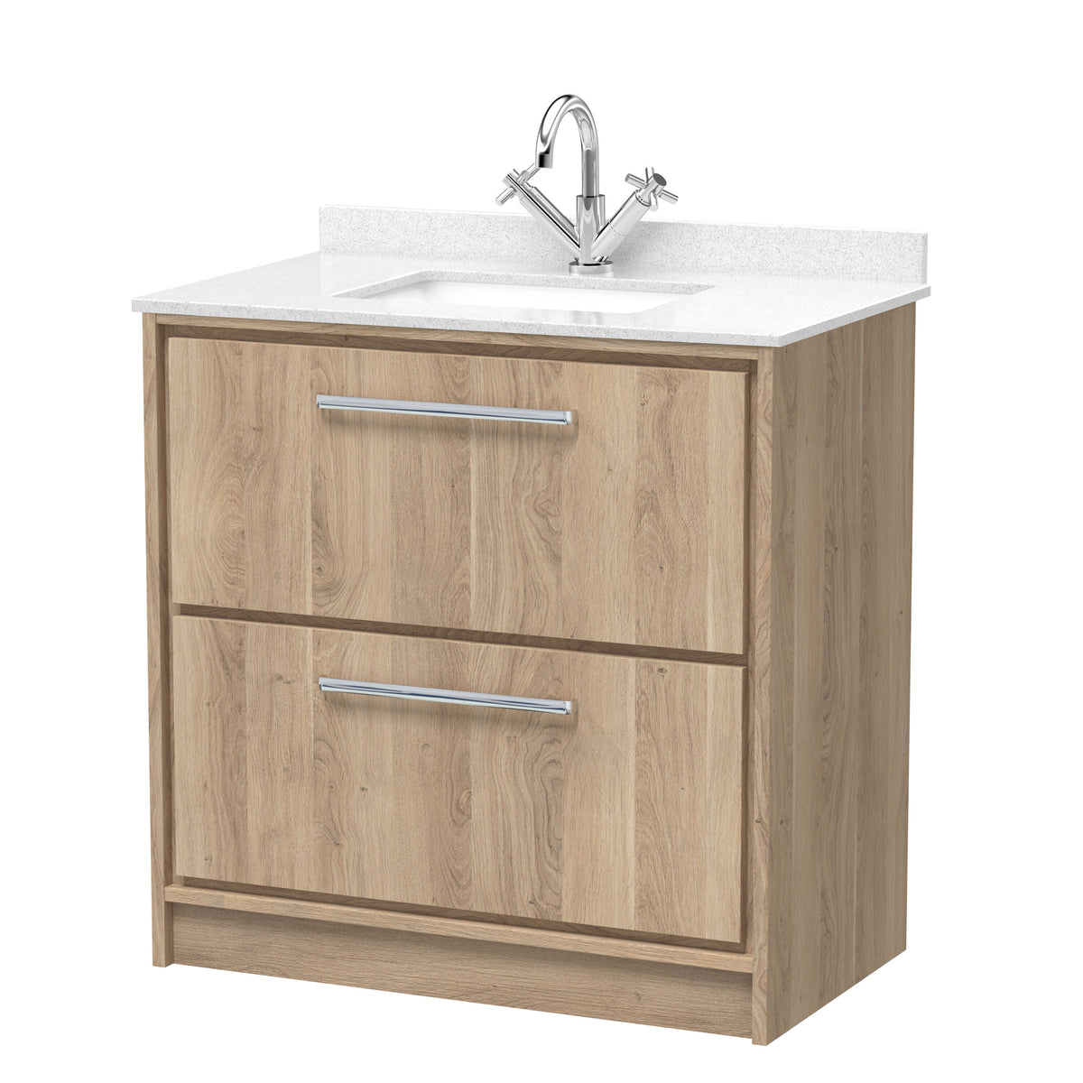 Hudson Reed Lille 800mm 2 Drawer Floor Standing Vanity Unit With Square Basin With Marble Worktop