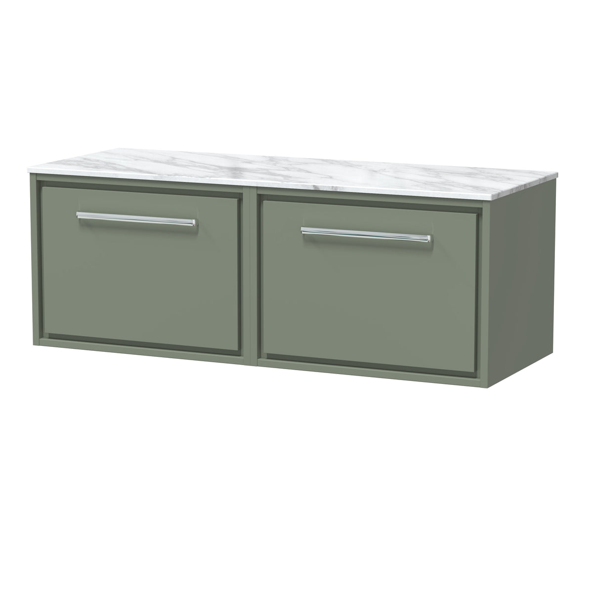 Hudson Reed Lille 1200mm 1 Drawer Wall Hung Vanity Unit With Carrara Marble Worktop