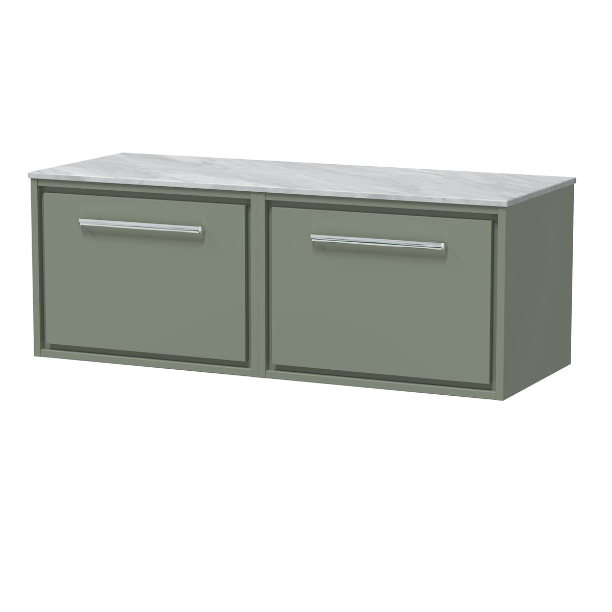 Hudson Reed Lille 1200mm 1 Drawer Wall Hung Vanity Unit With Grey Marble Worktop